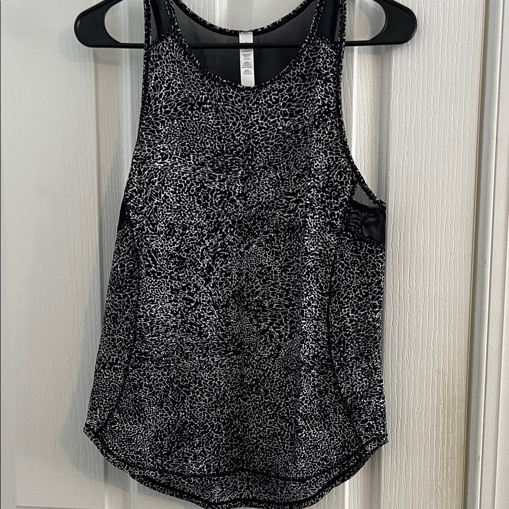 Lululemon Women's Black/White Print/Black Mesh Sleeveless Top